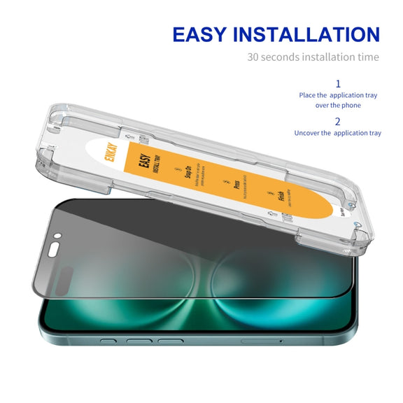 For iPhone 16 Plus ENKAY Easy Install Anti-peeping Privacy Full Screen Tempered Glass Film