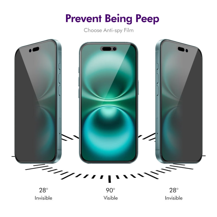 For iPhone 16 ENKAY Easy Install Anti-peeping Privacy Full Screen Tempered Glass Film