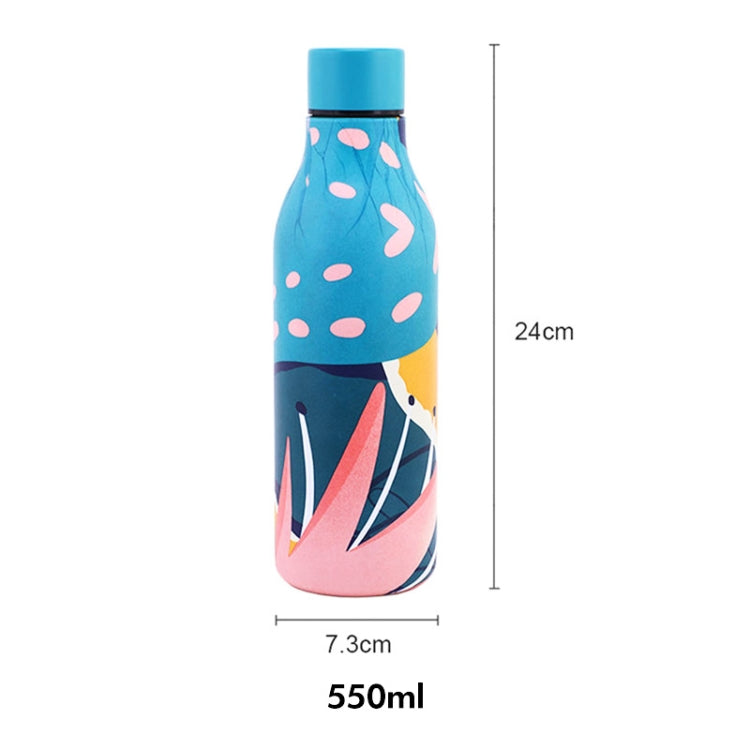 JUNSUNMAY Geometric Patterns Coating 304 Stainless Steel  550ml Water Vacuum Bottle(Blue)