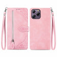For Blackview A96 Embossed Flower Zipper Leather Phone Case(Pink) - More Brand by PMC TechLife | Online Shopping South Africa | PMC TechLife | Buy Now Pay Later Mobicred