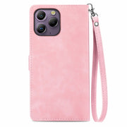 For Blackview A96 Embossed Flower Zipper Leather Phone Case(Pink)