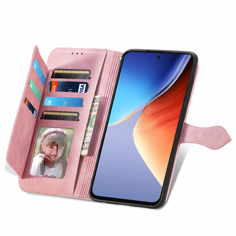 For Blackview A96 Embossed Flower Zipper Leather Phone Case(Pink)