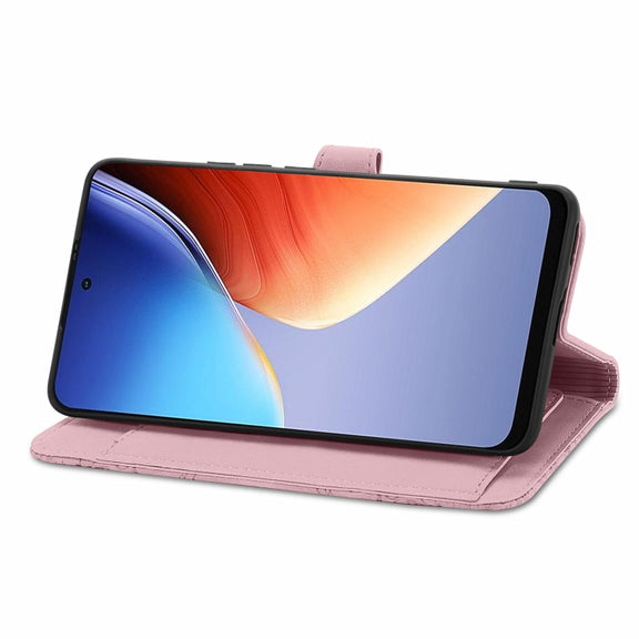 For Blackview A96 Embossed Flower Zipper Leather Phone Case(Pink)