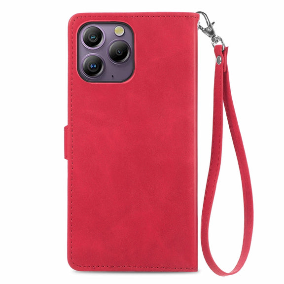For Blackview A96 Embossed Flower Zipper Leather Phone Case(Red)