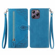 For Blackview A96 Embossed Flower Zipper Leather Phone Case(Bule) - More Brand by PMC TechLife | Online Shopping South Africa | PMC TechLife