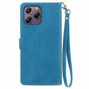For Blackview A96 Embossed Flower Zipper Leather Phone Case(Bule)