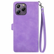 For Blackview A96 Embossed Flower Zipper Leather Phone Case(Purple)