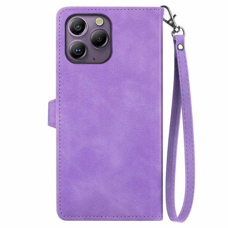 For Blackview A96 Embossed Flower Zipper Leather Phone Case(Purple)