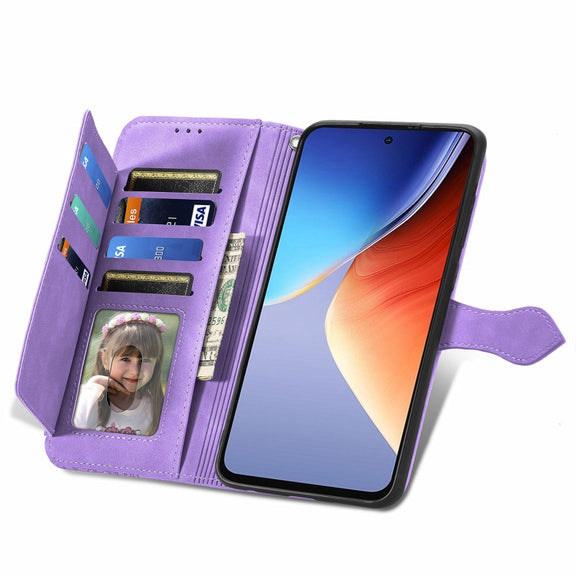 For Blackview A96 Embossed Flower Zipper Leather Phone Case(Purple)
