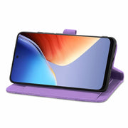 For Blackview A96 Embossed Flower Zipper Leather Phone Case(Purple)