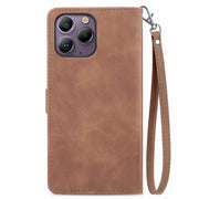 For Blackview A96 Embossed Flower Zipper Leather Phone Case(Brown)