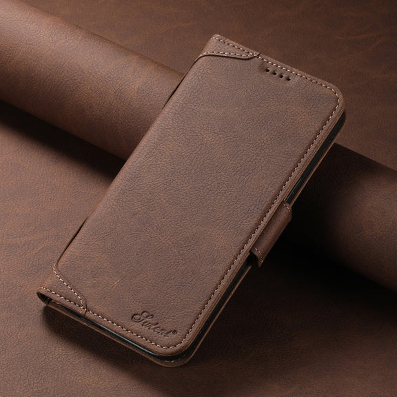 For iPhone 12 / 12 Pro SUTENI J07 Multifunctional Horizontal Flip Magsafe Leather Phone Case(Brown)