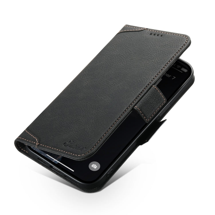 For iPhone 12 Pro Max SUTENI J07 Multifunctional Horizontal Flip Magsafe Leather Phone Case(Black)