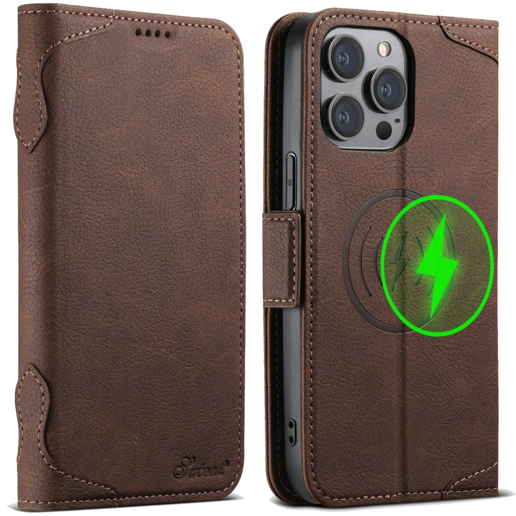 For iPhone 12 Pro Max SUTENI J07 Multifunctional Horizontal Flip Magsafe Leather Phone Case(Brown)