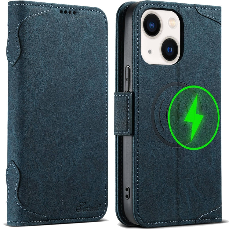 For iPhone 13 SUTENI J07 Multifunctional Horizontal Flip Magsafe Leather Phone Case(Blue)