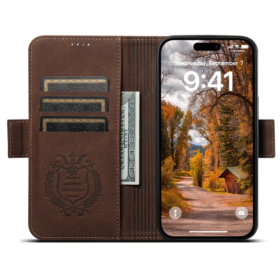 For iPhone 13 Pro Max SUTENI J07 Multifunctional Horizontal Flip Magsafe Leather Phone Case(Brown)