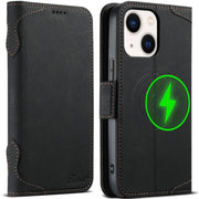For iPhone 14 SUTENI J07 Multifunctional Horizontal Flip Magsafe Leather Phone Case(Black)