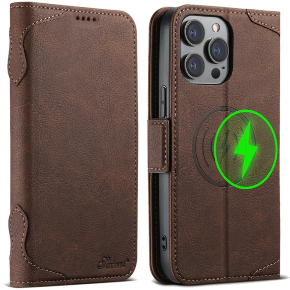 For iPhone 14 Pro SUTENI J07 Multifunctional Horizontal Flip Magsafe Leather Phone Case(Brown)