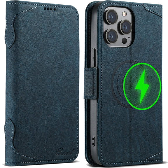 For iPhone 14 Pro SUTENI J07 Multifunctional Horizontal Flip Magsafe Leather Phone Case(Blue)