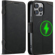 For iPhone 14 Pro Max SUTENI J07 Multifunctional Horizontal Flip Magsafe Leather Phone Case(Black)