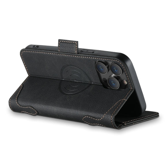 For iPhone 14 Pro Max SUTENI J07 Multifunctional Horizontal Flip Magsafe Leather Phone Case(Black)