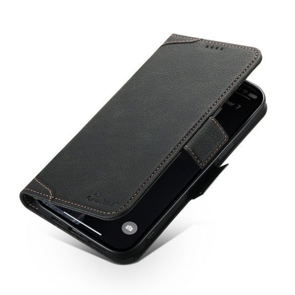 For iPhone 14 Pro Max SUTENI J07 Multifunctional Horizontal Flip Magsafe Leather Phone Case(Black)