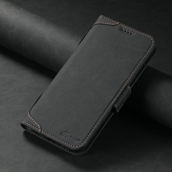 For iPhone 15 SUTENI J07 Multifunctional Horizontal Flip Magsafe Leather Phone Case(Black)