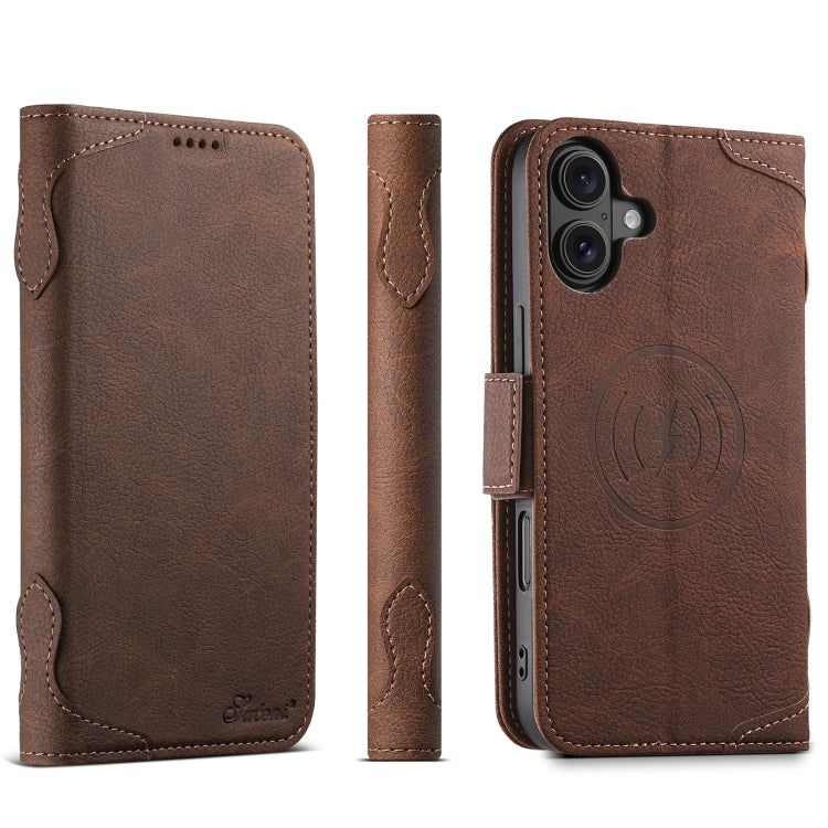 For iPhone 16 SUTENI J07 Multifunctional Horizontal Flip Magsafe Leather Phone Case(Brown)