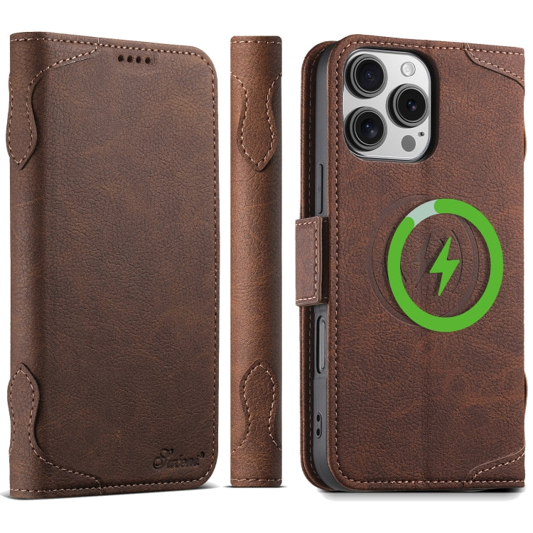 For iPhone 16 Pro SUTENI J07 Multifunctional Horizontal Flip Magsafe Leather Phone Case(Brown)