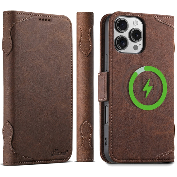 For iPhone 16 Pro SUTENI J07 Multifunctional Horizontal Flip Magsafe Leather Phone Case(Brown)