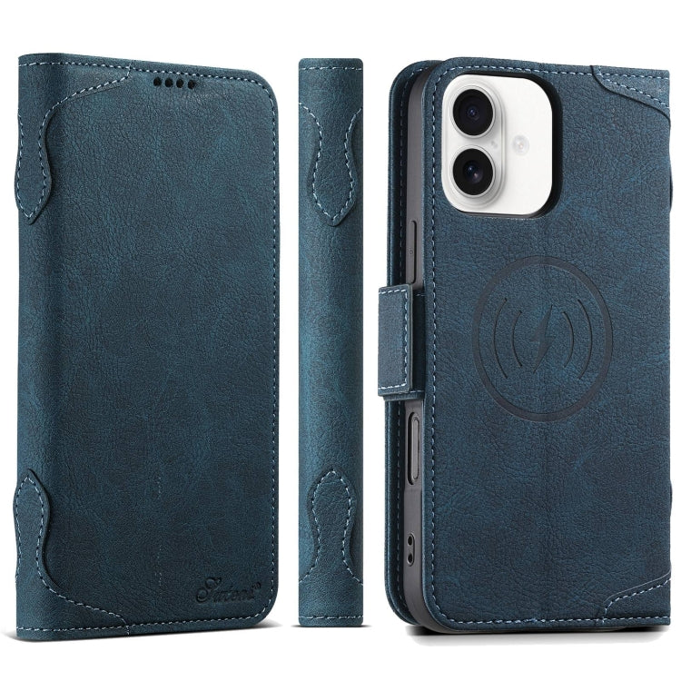 For iPhone 16 Plus SUTENI J07 Multifunctional Horizontal Flip Magsafe Leather Phone Case(Blue)