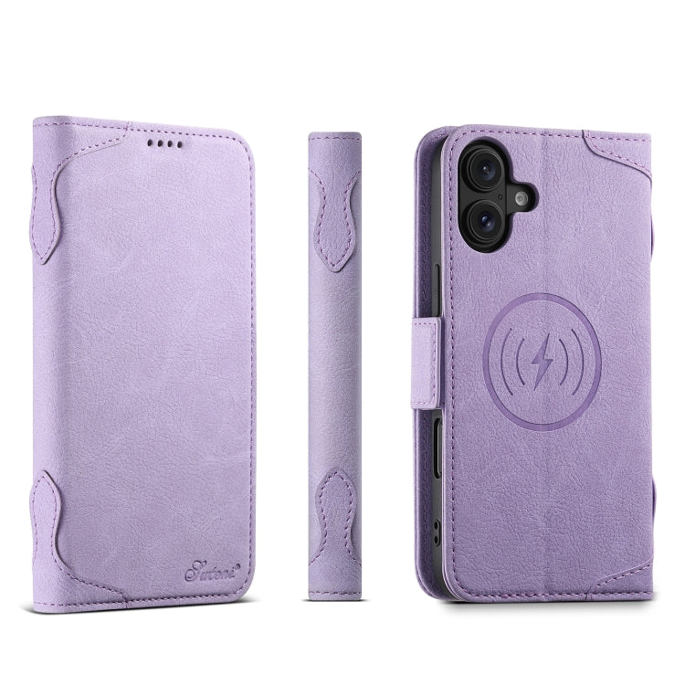 For iPhone 16 Plus SUTENI J07 Multifunctional Horizontal Flip Magsafe Leather Phone Case(Purple)