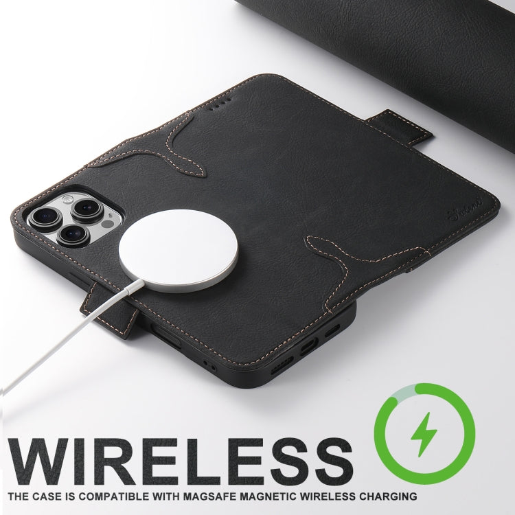 For iPhone 16 Pro Max SUTENI J07 Multifunctional Horizontal Flip Magsafe Leather Phone Case(Black)