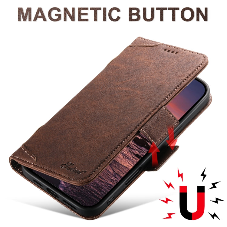 For iPhone 16 Pro Max SUTENI J07 Multifunctional Horizontal Flip Magsafe Leather Phone Case(Brown)