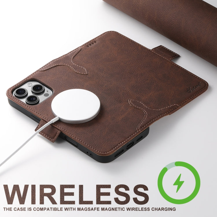 For iPhone 16 Pro Max SUTENI J07 Multifunctional Horizontal Flip Magsafe Leather Phone Case(Brown)