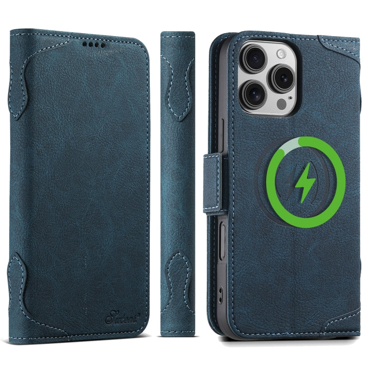 For iPhone 16 Pro Max SUTENI J07 Multifunctional Horizontal Flip Magsafe Leather Phone Case(Blue)