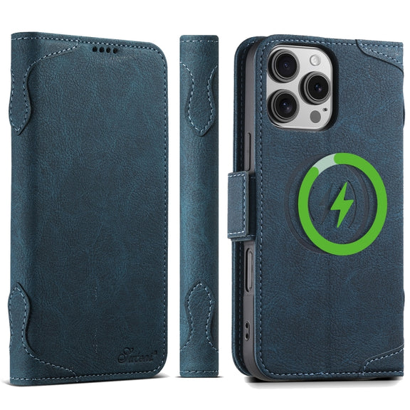For iPhone 16 Pro Max SUTENI J07 Multifunctional Horizontal Flip Magsafe Leather Phone Case(Blue)