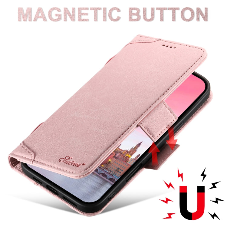For iPhone 16 Pro Max SUTENI J07 Multifunctional Horizontal Flip Magsafe Leather Phone Case(Pink)