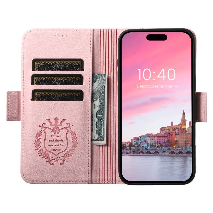 For iPhone 16 Pro Max SUTENI J07 Multifunctional Horizontal Flip Magsafe Leather Phone Case(Pink)