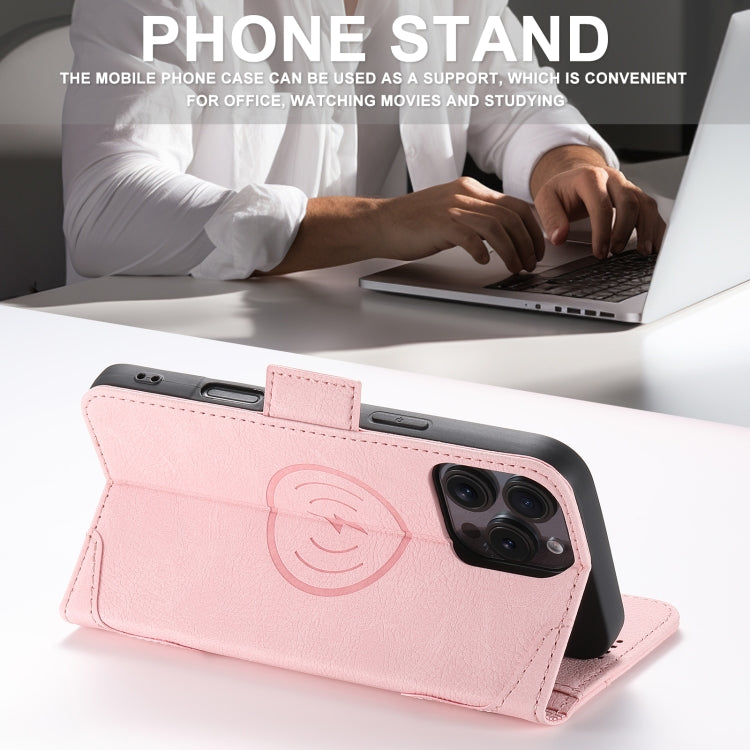 For iPhone 16 Pro Max SUTENI J07 Multifunctional Horizontal Flip Magsafe Leather Phone Case(Pink)