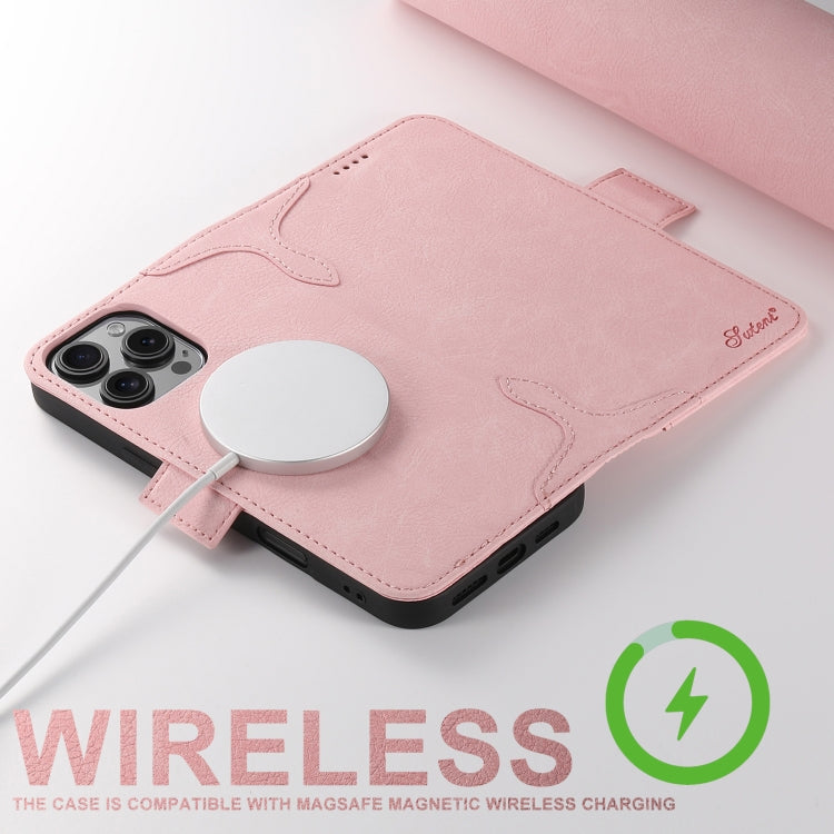 For iPhone 16 Pro Max SUTENI J07 Multifunctional Horizontal Flip Magsafe Leather Phone Case(Pink)