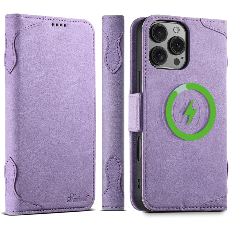 For iPhone 16 Pro Max SUTENI J07 Multifunctional Horizontal Flip Magsafe Leather Phone Case(Purple)
