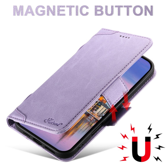 For iPhone 16 Pro Max SUTENI J07 Multifunctional Horizontal Flip Magsafe Leather Phone Case(Purple)