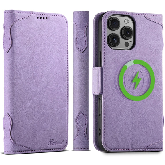 For iPhone 16 Pro Max SUTENI J07 Multifunctional Horizontal Flip Magsafe Leather Phone Case(Purple)