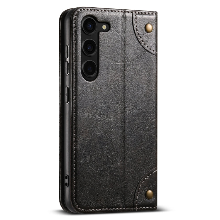 For Samsung Galaxy S24+ 5G Suteni Baroque Calf Texture Buckle Wallet Leather Phone Case(Black)