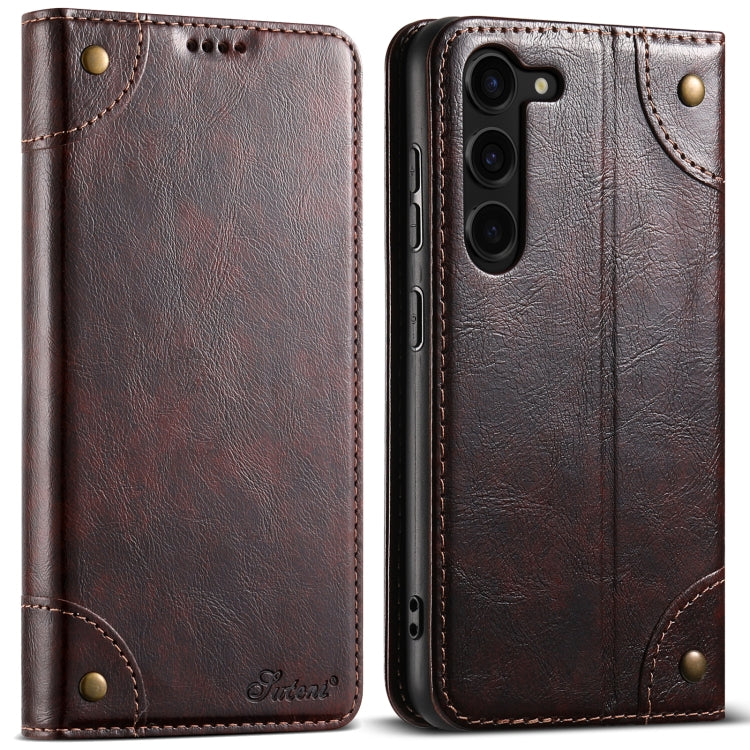 For Samsung Galaxy S24+ 5G Suteni Baroque Calf Texture Buckle Wallet Leather Phone Case(Brown)