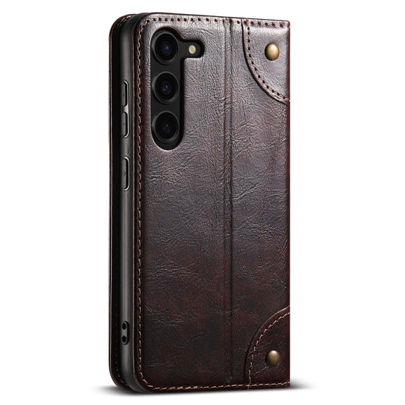For Samsung Galaxy S24+ 5G Suteni Baroque Calf Texture Buckle Wallet Leather Phone Case(Brown)