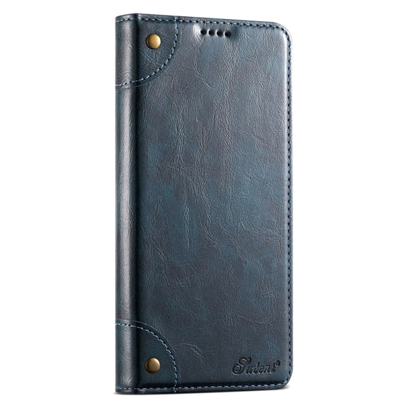 For Samsung Galaxy S24+ 5G Suteni Baroque Calf Texture Buckle Wallet Leather Phone Case(Blue)