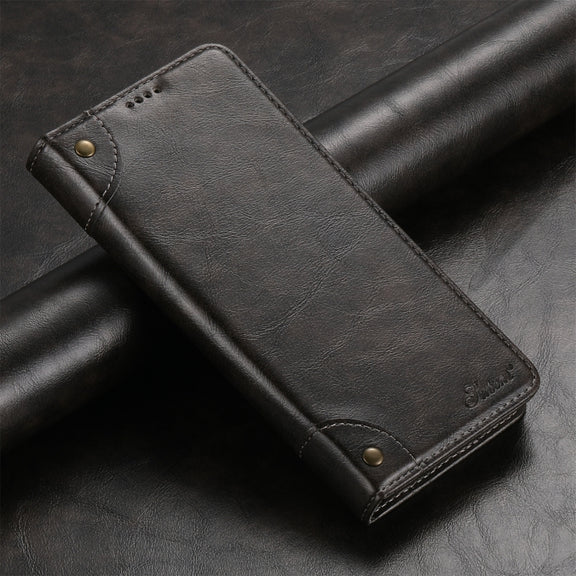For Samsung Galaxy S24 5G Suteni Baroque Calf Texture Buckle Wallet Leather Phone Case(Black)