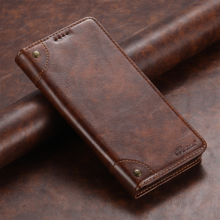 For Samsung Galaxy S24 5G Suteni Baroque Calf Texture Buckle Wallet Leather Phone Case(Khaki)